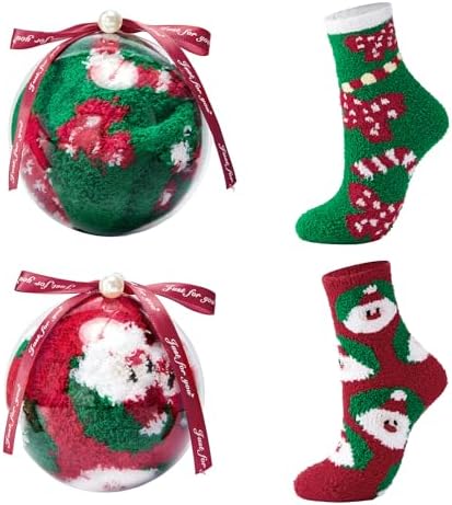 Womens Christmas Socks Winter Soft Warm Fuzzy Socks Cozy Fluffy Slipper